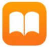 iPhoneやiPadといったapple製品に標準で搭載されているアプリ「ブック」のアイコンの画像です。オレンジ色の背景色にピクトグラム風の白い本が描かれています。