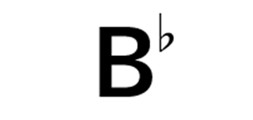 アルファベットのBという大文字の右上に小さいフラットの記号がついているようすが例として挙げられています。
